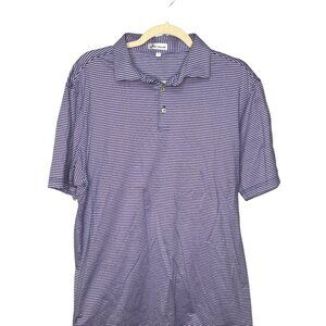Peter Millar Mens Striped Golf Polo Shirt L Blue & Purple Short Sleeve